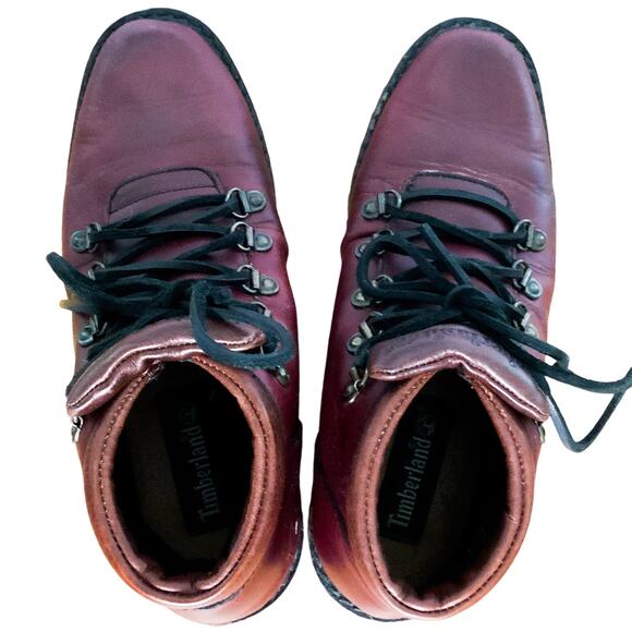RARE VTG Timberland Oxblood Leather Alpine Size 5 M Woman Italy Hiking Boots - Picture 4 of 15
